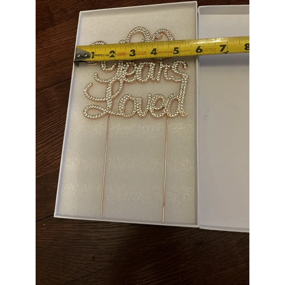Crystal Creations Cake Topper Sparkly Rhinestones 90 Years Loved Rose Gold